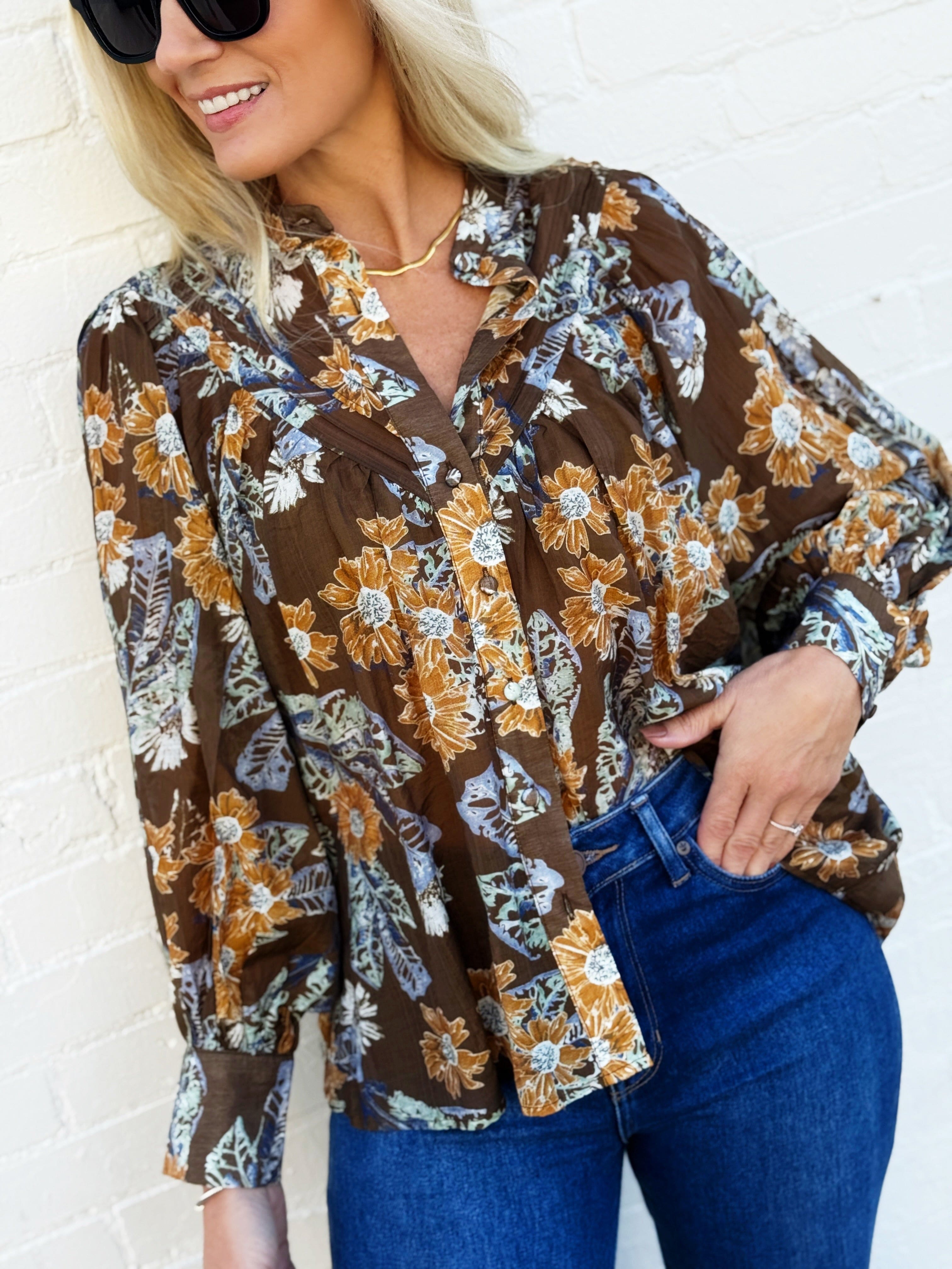 ee:some Tops - Blouses Floral Blouse In Mocha Bloom