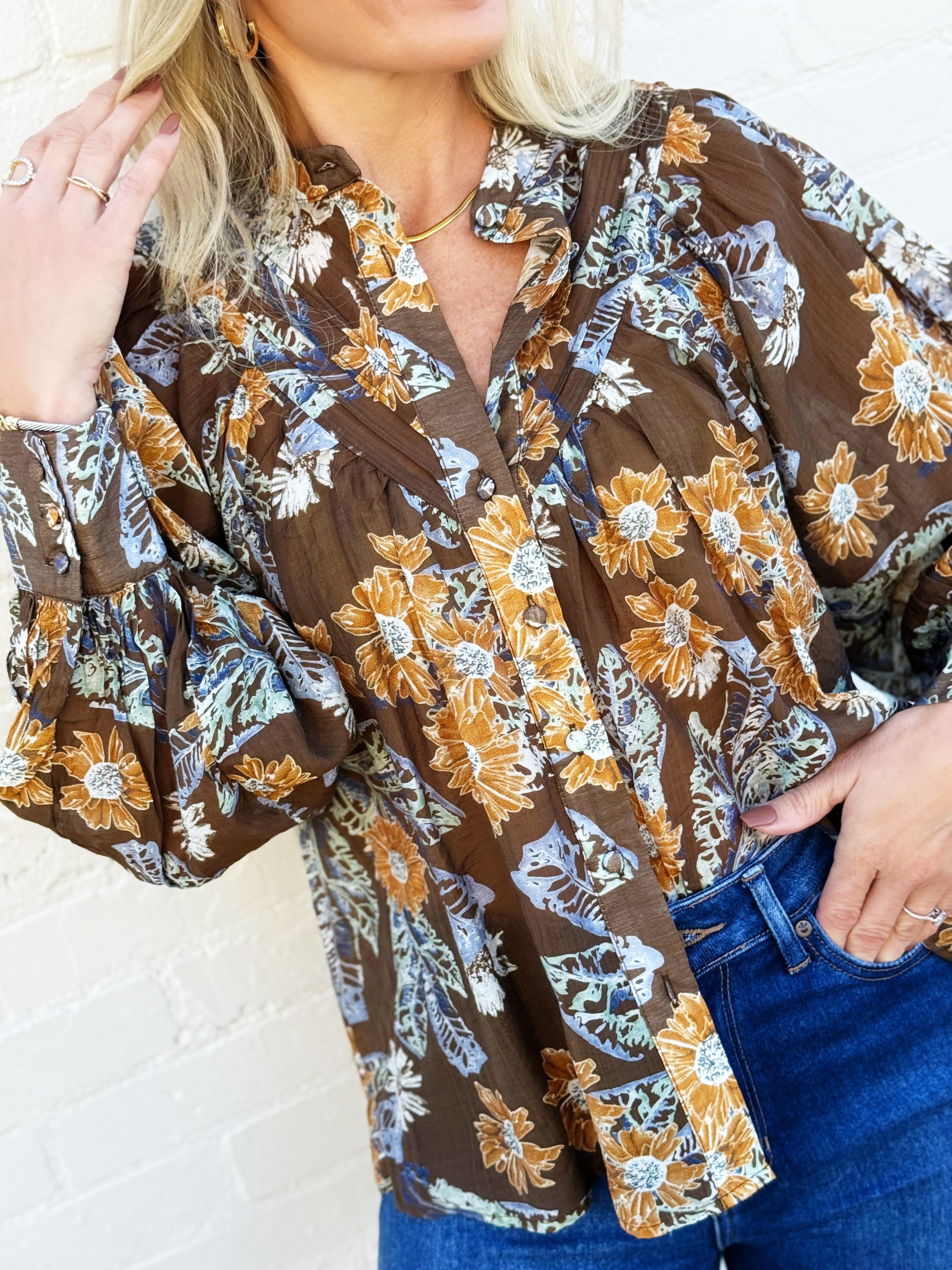 ee:some Tops - Blouses Floral Blouse In Mocha Bloom