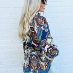 ee:some Tops - Blouses Printed Blouse In Sapphire Blue