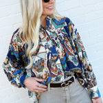 ee:some Tops - Blouses Printed Blouse In Sapphire Blue