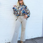 ee:some Tops - Blouses Printed Blouse In Sapphire Blue