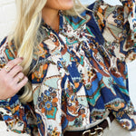 ee:some Tops - Blouses Printed Blouse In Sapphire Blue