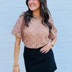 ee:some Tops - Blouses Sheer Floral Puff Sleeve Blouse In Coco