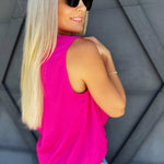 Sleeveless V Neck Top In Hot Pink - Infinity Raine