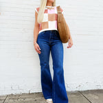 Checker Print Sleeveless Sweater Top In Sunset Latte - Infinity Raine