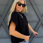 Dolman Sleeve Round Neck Sweater In Black - Infinity Raine