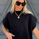Dolman Sleeve Round Neck Sweater In Black - Infinity Raine