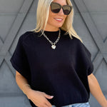 Dolman Sleeve Round Neck Sweater In Black - Infinity Raine