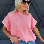 Dolman Sleeve Round Neck Sweater In Dust Rose - Infinity Raine