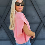 Dolman Sleeve Round Neck Sweater In Dust Rose - Infinity Raine