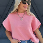 Dolman Sleeve Round Neck Sweater In Dust Rose - Infinity Raine