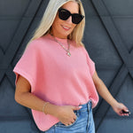 Dolman Sleeve Round Neck Sweater In Dust Rose - Infinity Raine