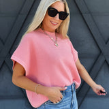Dolman Sleeve Round Neck Sweater In Dust Rose - Infinity Raine