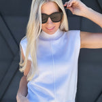 Sleeveless Mock Neck Sweater Top In Off White - Infinity Raine