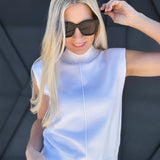 Sleeveless Mock Neck Sweater Top In Off White - Infinity Raine