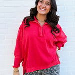 ee:some Tops - Sweatshirts Snap Collared Pullover In Red