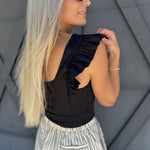 Ruffle Crop Top In Black - Infinity Raine