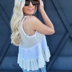 Waffle Knit V-Neck Top In Off White - Infinity Raine