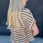 ee:some Tops - Tees Textured Stripe Short Sleeve Top In Coco