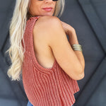 Cropped Button Up Sweater In Rust - Infinity Raine