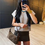 Effortless Cable Knit Sweater Tank In Grey Beige - Infinity Raine