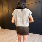 Effortless Cable Knit Sweater Tank In Grey Beige - Infinity Raine