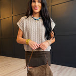 Effortless Cable Knit Sweater Tank In Grey Beige - Infinity Raine
