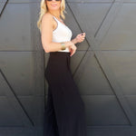 Elastic High Waisted Ity Knit Wide Leg Pants In Black - Infinity Raine