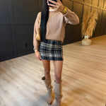 Elise Plaid Mini Skirt In Navy - Infinity Raine