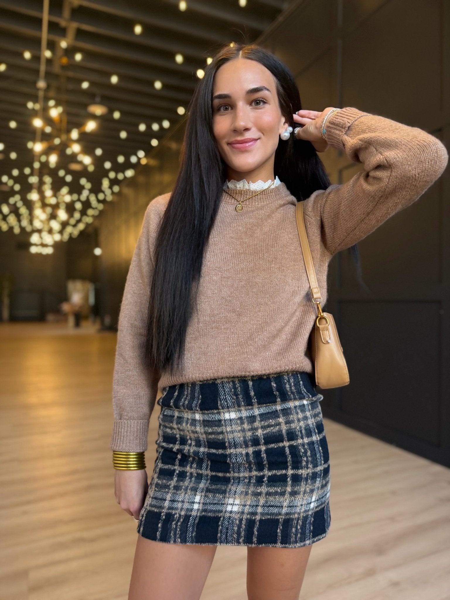 Elise Plaid Mini Skirt In Navy - Infinity Raine