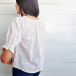 Embroidered 3D Floral Off or On The Shoulder Blouse in Khaki - Infinity Raine