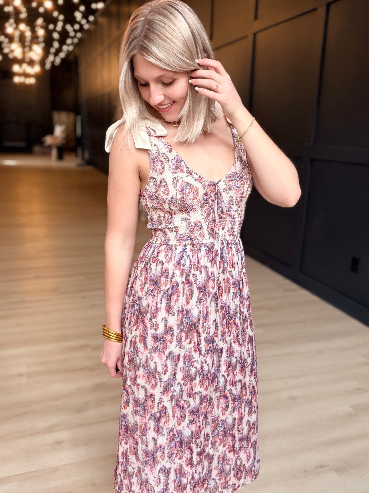 En Province Midi Dress In Multi - Infinity Raine