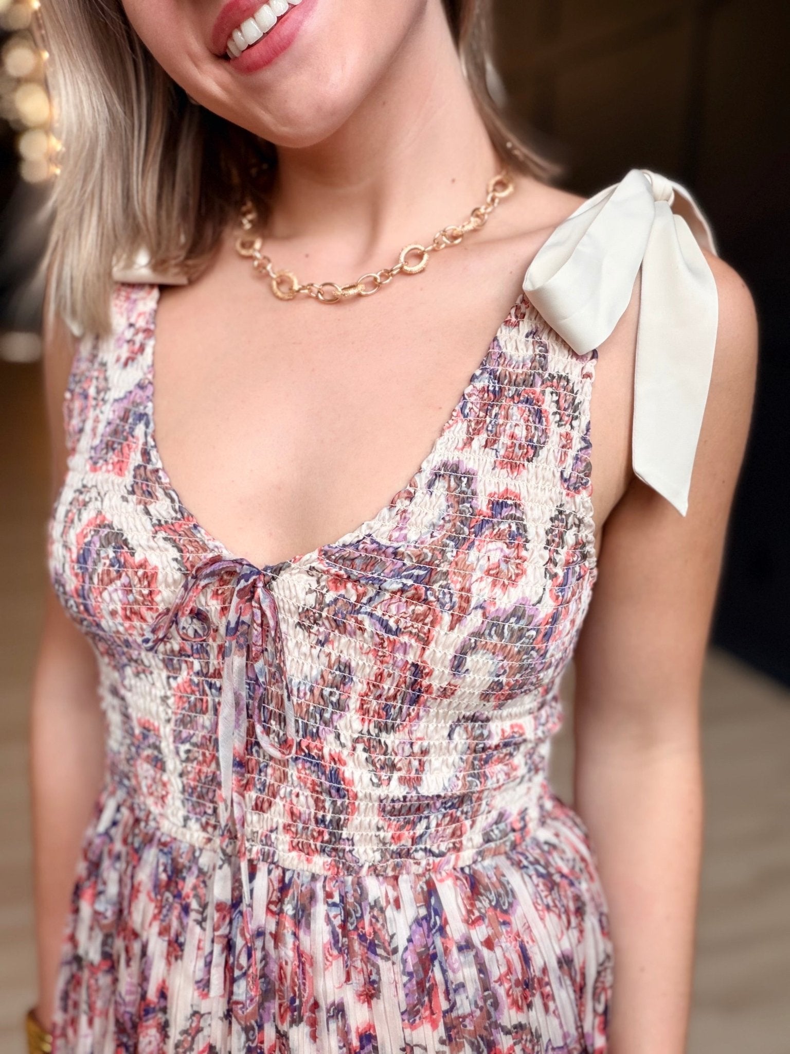 En Province Midi Dress In Multi - Infinity Raine