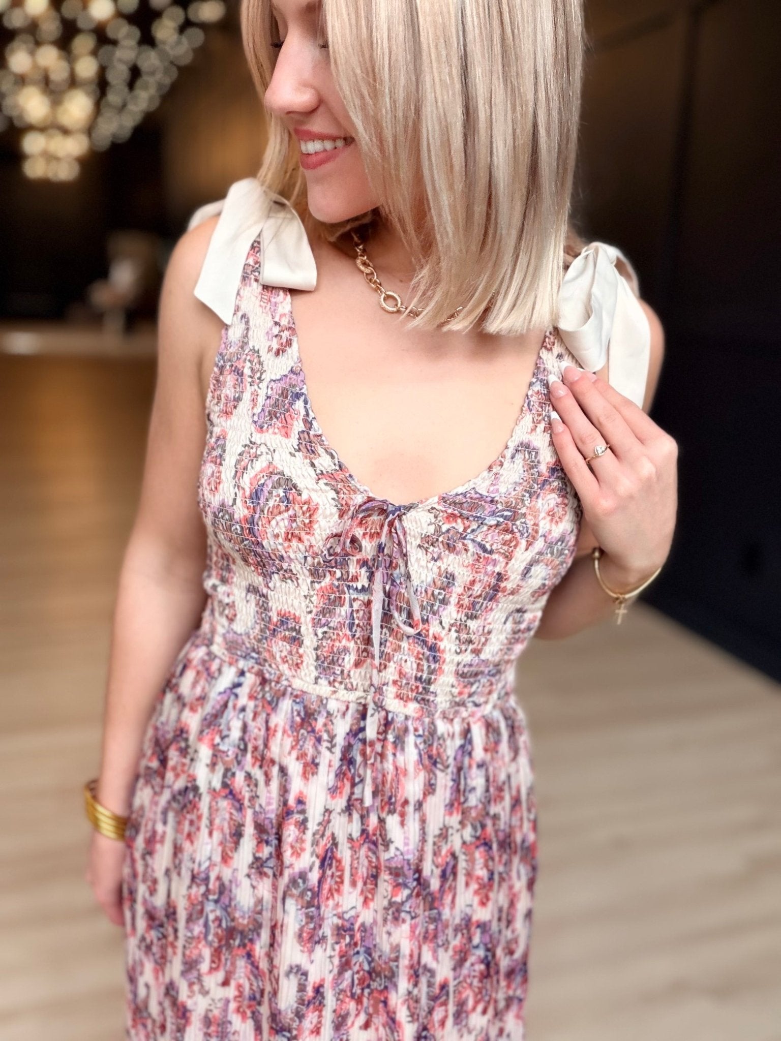 En Province Midi Dress In Multi - Infinity Raine
