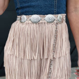 Engraved Concho Belt-Antique Silver - Infinity Raine