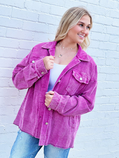 Small Town Girl Corduroy Shacket-Orchid - Infinity Raine