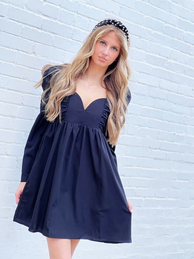 Sweetheart Black Dress-Black - Infinity Raine