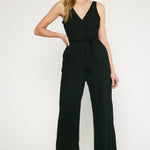 Fashionable Denim V Neck Romper-Black - Infinity Raine