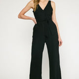 Fashionable Denim V Neck Romper-Black - Infinity Raine