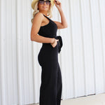 Fashionable Denim V Neck Romper-Black - Infinity Raine