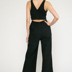 Fashionable Denim V Neck Romper-Black - Infinity Raine