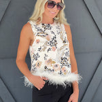 Faux Feather Top-Natural - Infinity Raine
