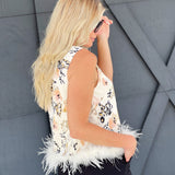 Faux Feather Top-Natural - Infinity Raine
