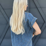 Stitched Denim Button Down Top - Infinity Raine