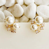 Estate Pearl and Shine Stud Earrings - Infinity Raine