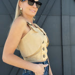 Eva Franco Trench Buttoned Blouse-Light Sand - Infinity Raine