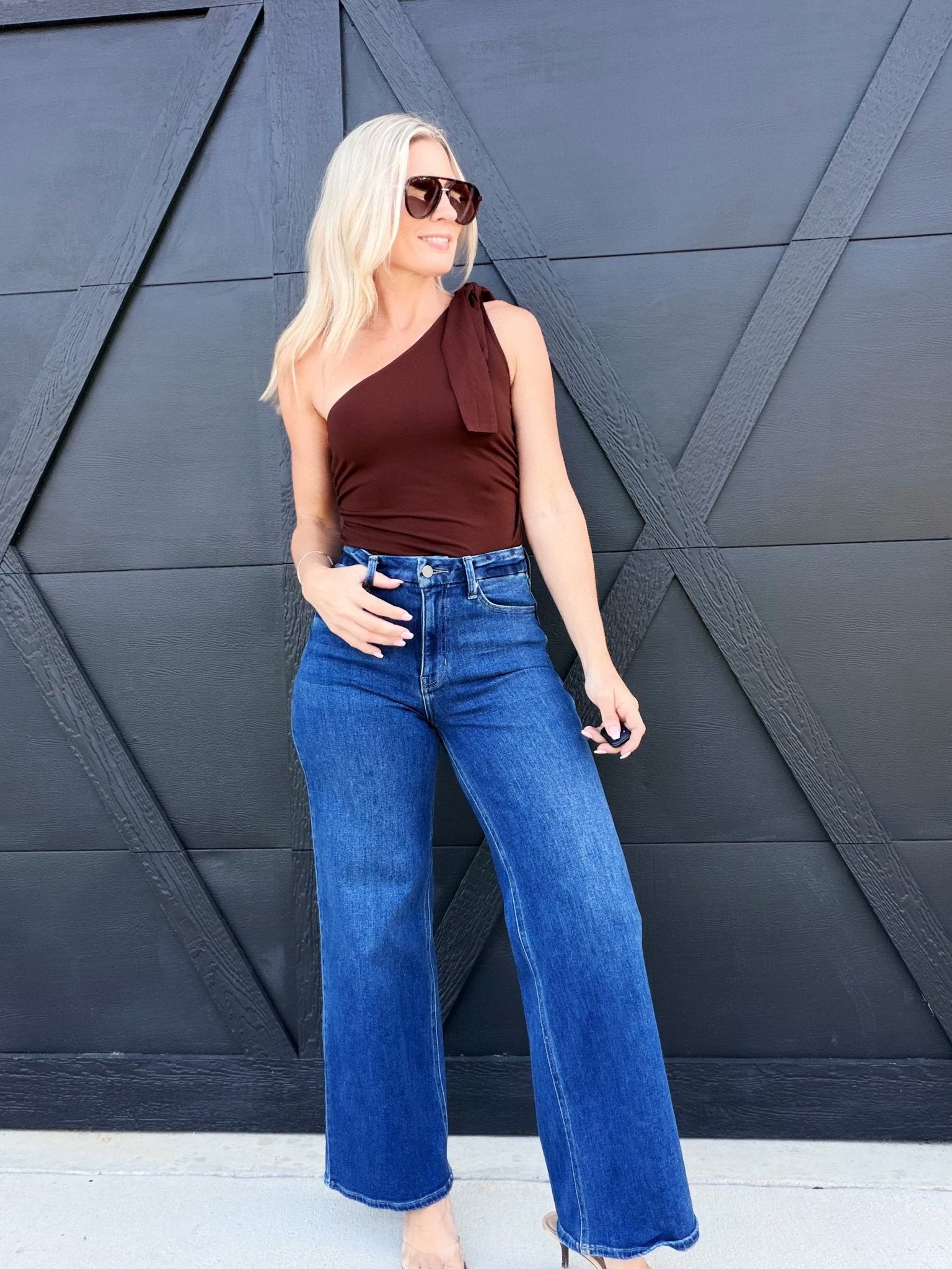 Eve Tie Neck Sleeveless Knit Top In Espresso - Infinity Raine