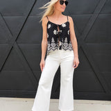 Eyelet Embroidered Cami Top In Black - Infinity Raine