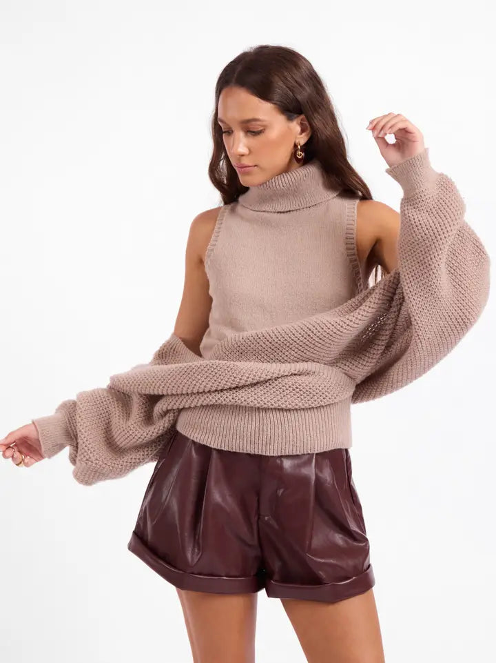 Teagan Two Piece Sweater In Oatmeal - Infinity Raine
