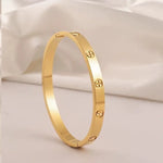 18K Non-Tarnish Waterproof Stainless Steel Bangle In Gold - Infinity Raine